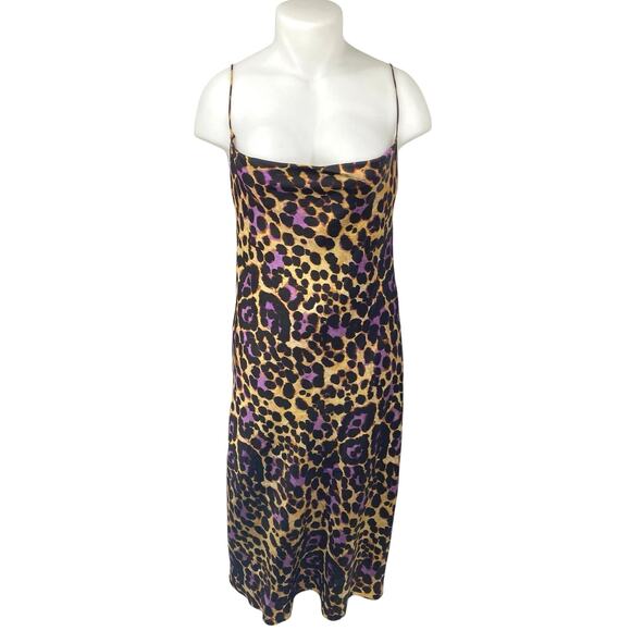 Zara Dresses & Skirts - Zara Animal Print Midi Dress - Purple and Tan